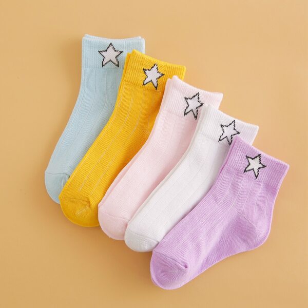 

5pairs Toddler Girls Star Pattern Socks, Multicolor