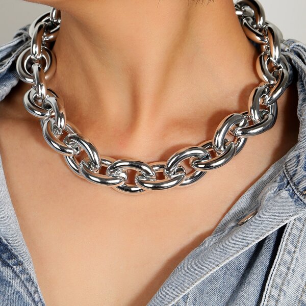 

Metal Chain Necklace, Silver