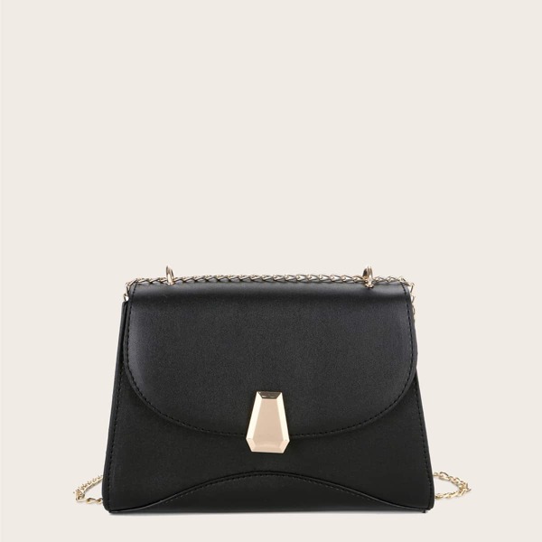 

Minimalist Flap Chain Crossbody Bag, Black