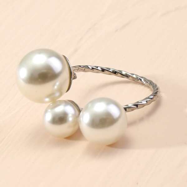 

Faux Pearl Decor Ring, White