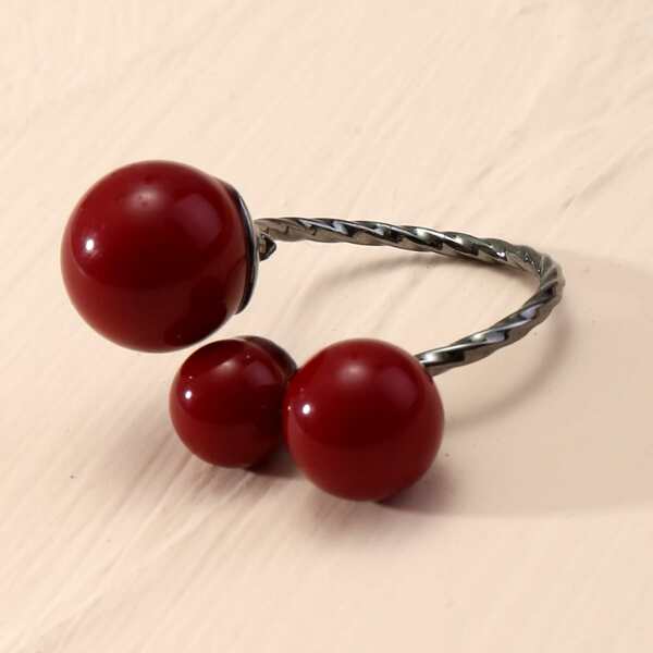 

Faux Pearl Decor Ring, Red