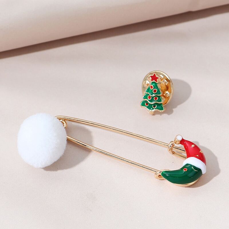 

2pcs Christmas Tree Design Brooch, Multicolor