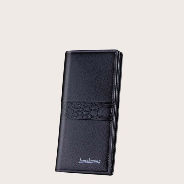 

Men Letter Graphic Long Purse, Black