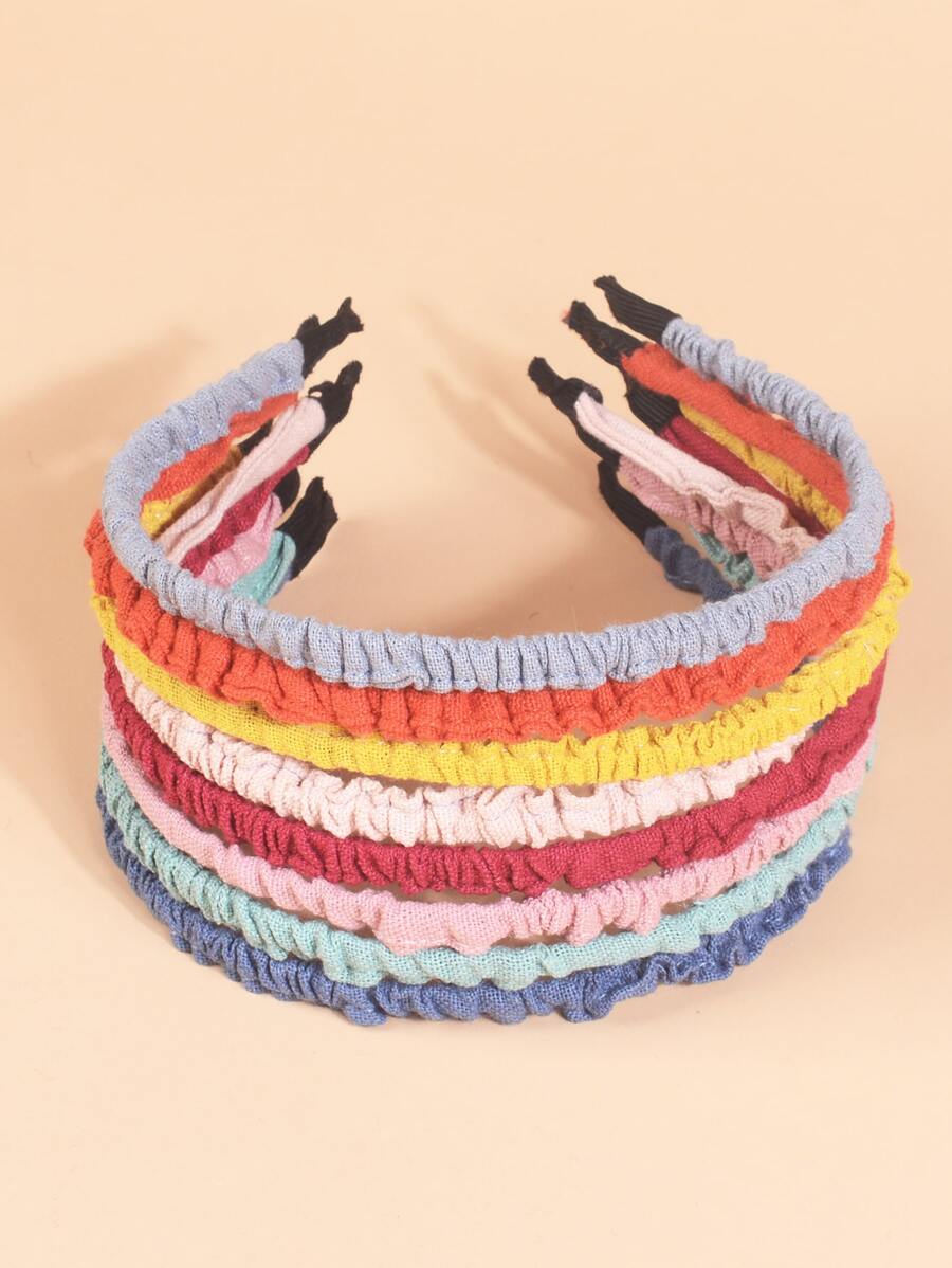 8pcs Toddler Girls Simple Solid Hair Hoop - Multicolor - View 1