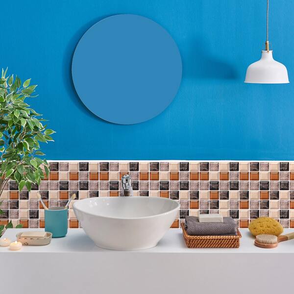 

6sheets Mosaic Pattern Tile Sticker, Multicolor