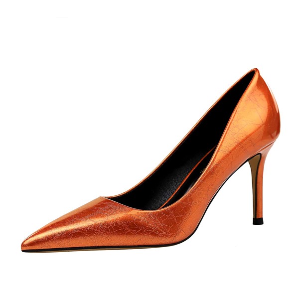 

Metallic Stiletto Court Heels, Orange
