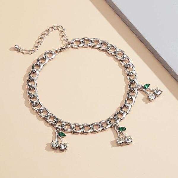 

Rhinestone Fruit Decor Anklet, Silver