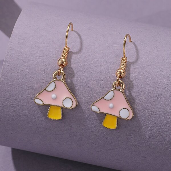 

Girls Mushroom Drop Earrings, Multicolor