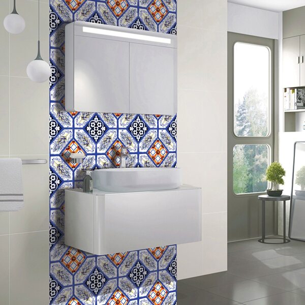 

6sheets Vintage Pattern Tile Sticker, Multicolor