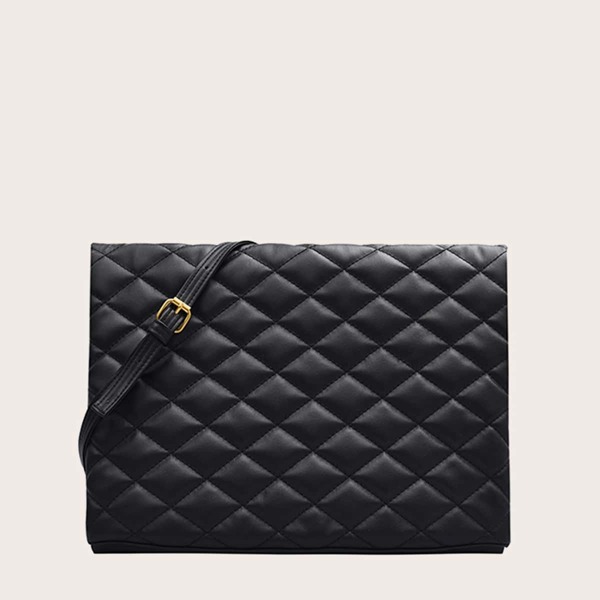 

Quilted Flap Crossbody Bag, Black