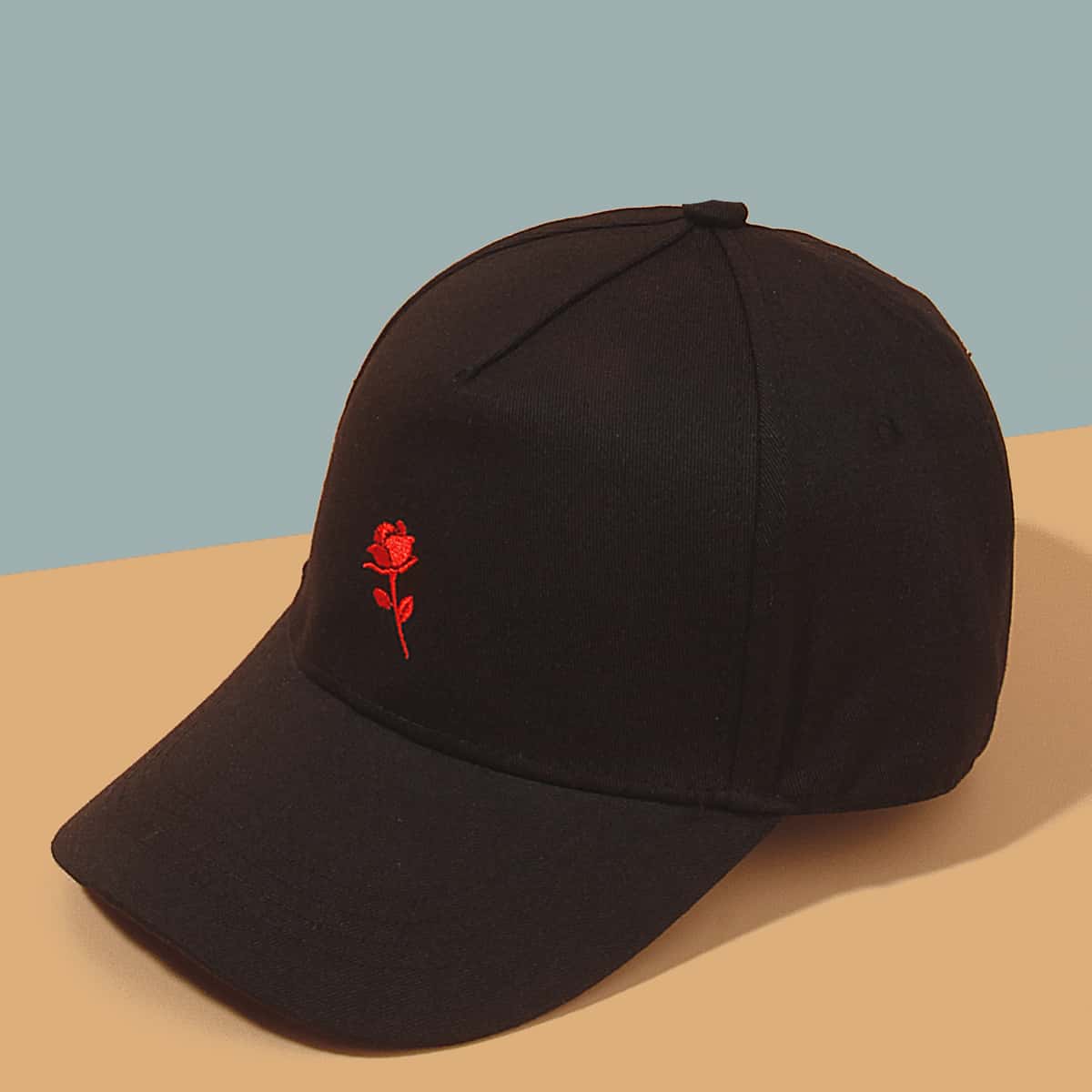 

Guys Flower Embroidered Baseball Cap, Black
