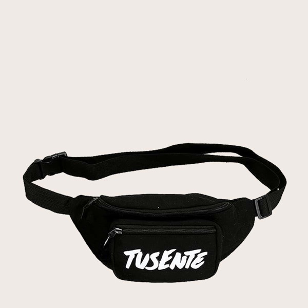 

Men Letter Graphic Fanny Pack, Black