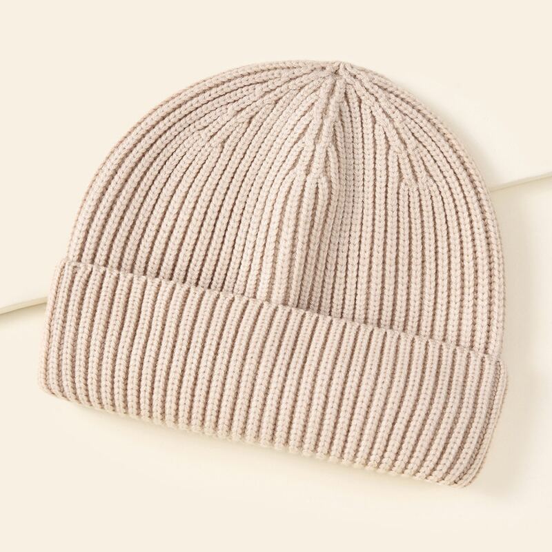 

Simple Cuffed Docker Hat, Beige