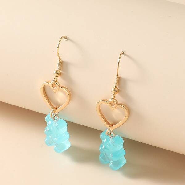 

Girls Heart Drop Earrings, Blue