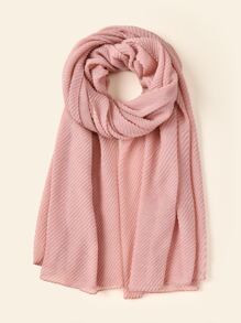 Plain Pleated Scarf - Dusty Pink - View 1