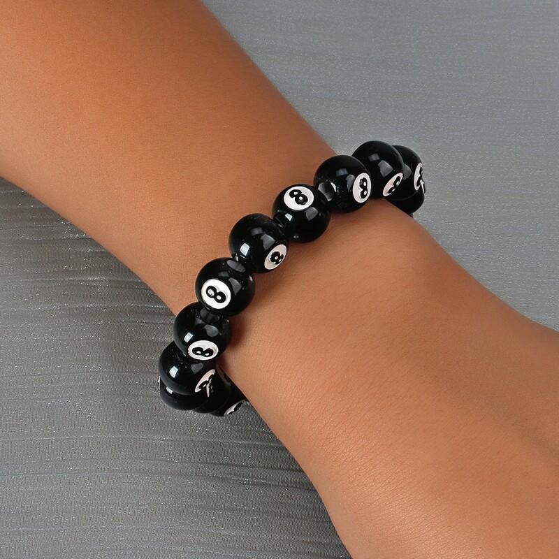 

Number Design Beaded Bracelet, Black