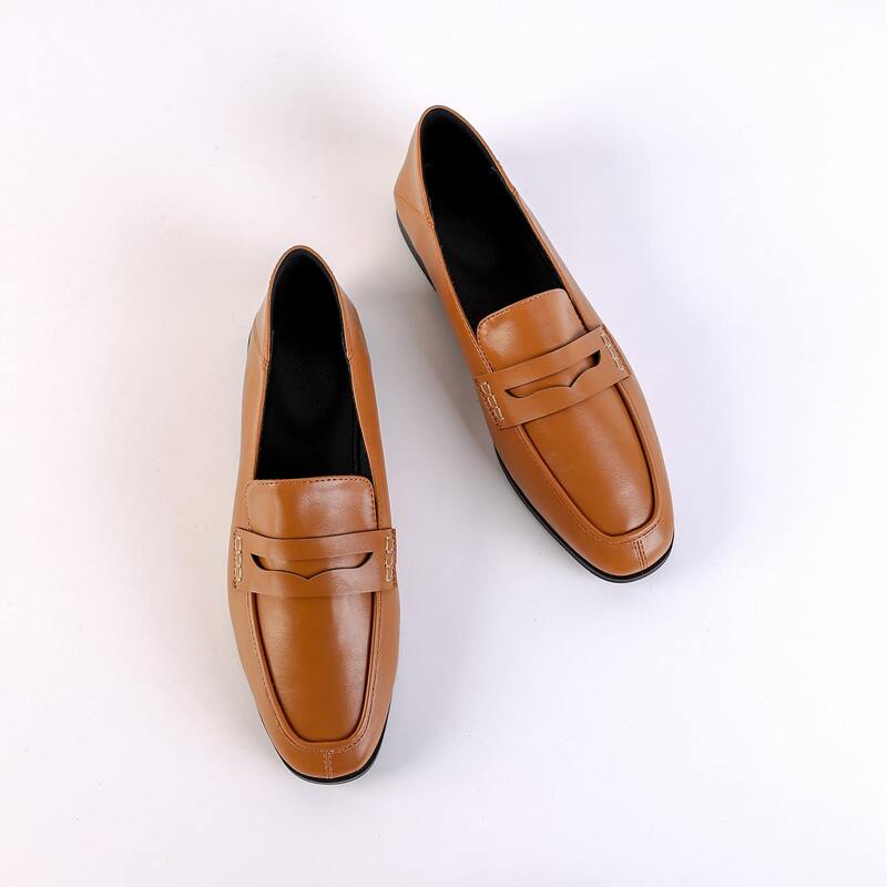 

Minimalist Wide Fit Slip On Loafers, Brown