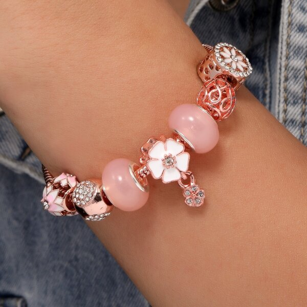 

Flower Decor Bracelet, Rose gold