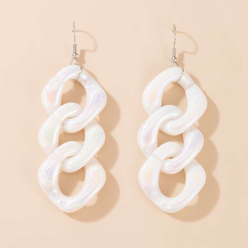 

Chunky Chain Drop Earrings, White
