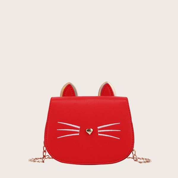 

Girls Cartoon Design Chain Bag, Red