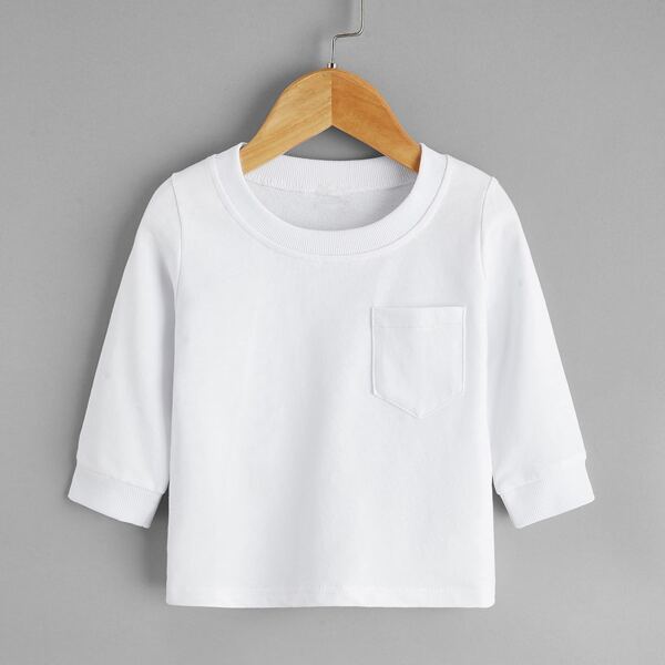 

Baby Boy Solid Pocket Patched Sweatshirt, White
