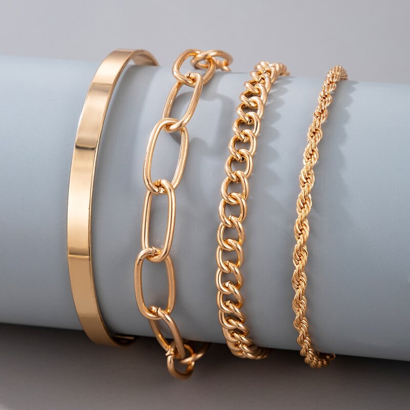 

4pcs Chain Bracelet, Gold