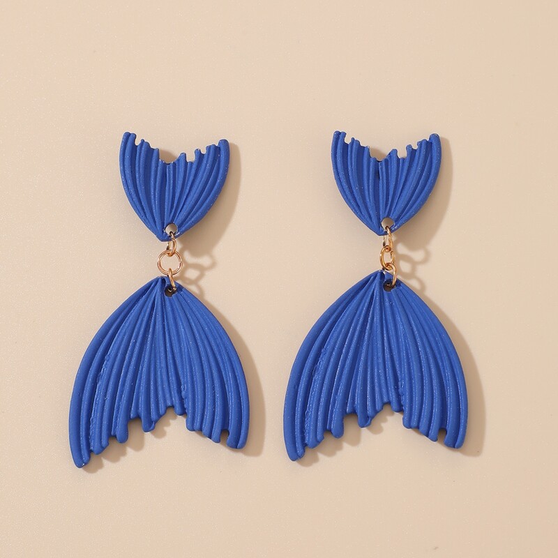 

Fish Tail Drop Earrings, Blue