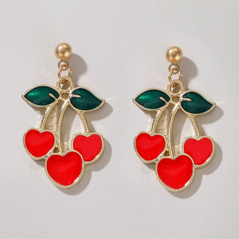 

Cherry Heart Drop Earrings, Multicolor