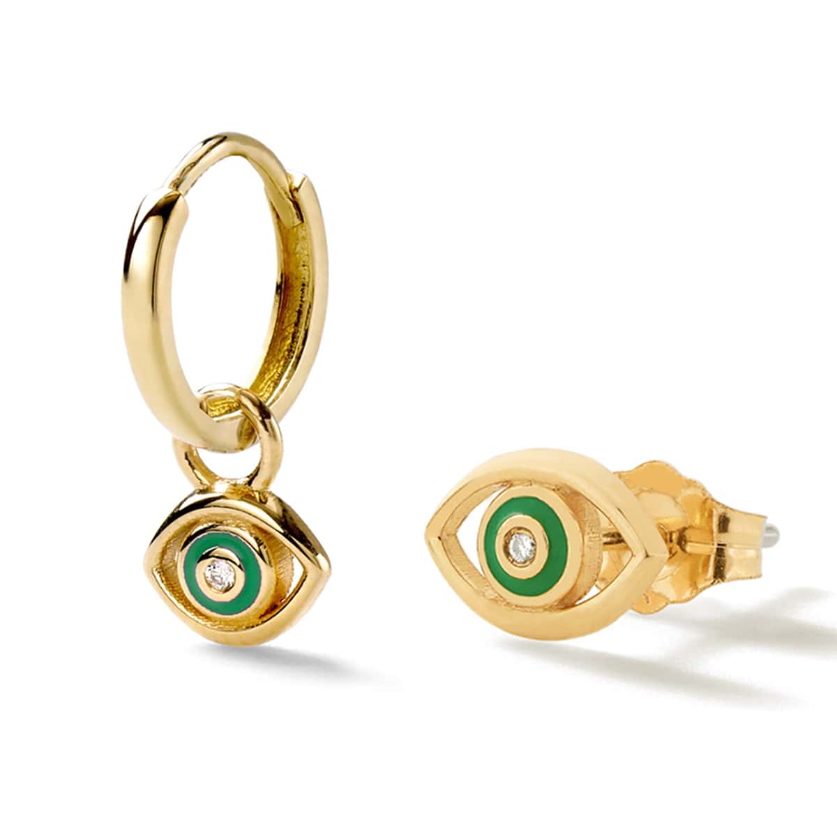 

2pcs Rhinestone Eye Earrings, Gold
