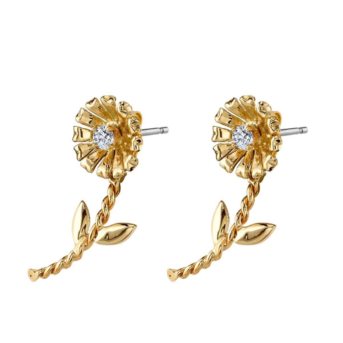 

1pair Rhinestone Floral Ear Jacket, Gold