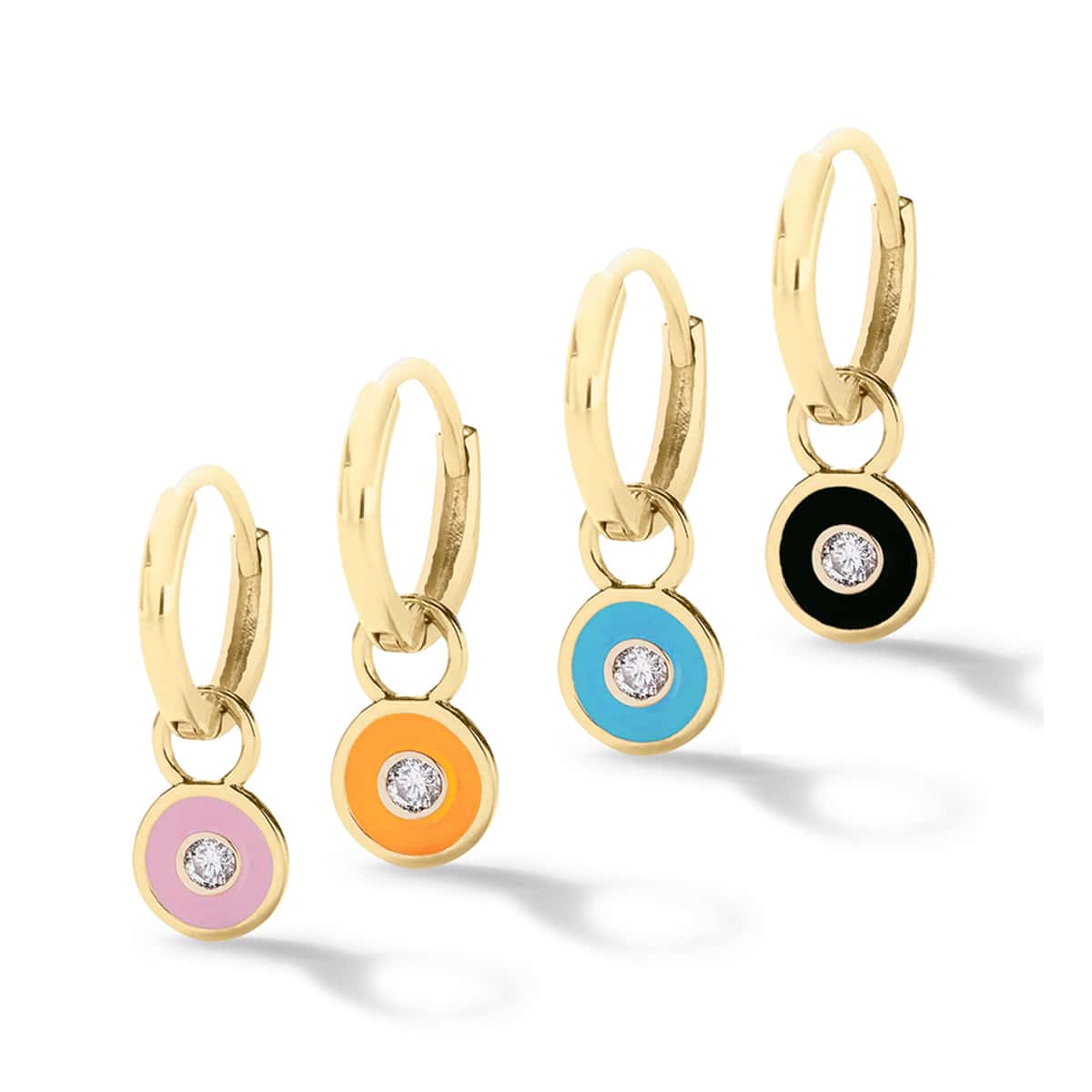 

4pcs Rhinestone Round Drop Earrings, Multicolor