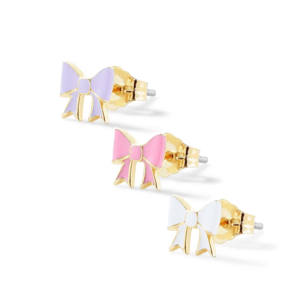 

3pcs Bow Stud Earrings, Multicolor