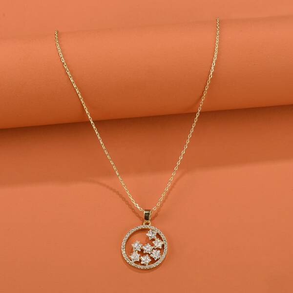 

Rhinestone Star Charm Necklace, Gold