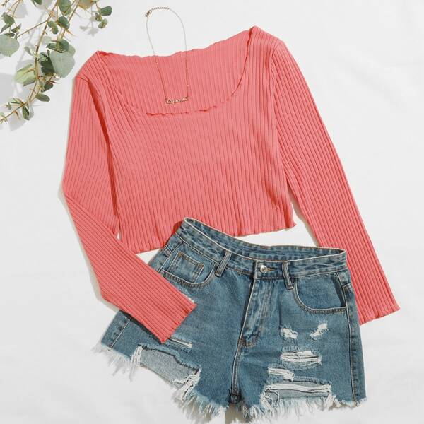 

Plus Lettuce Trim Crop Top, Watermelon pink