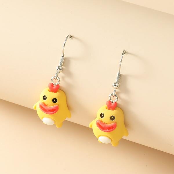 

Girls Cartoon Charm Drop Earrings, Yellow