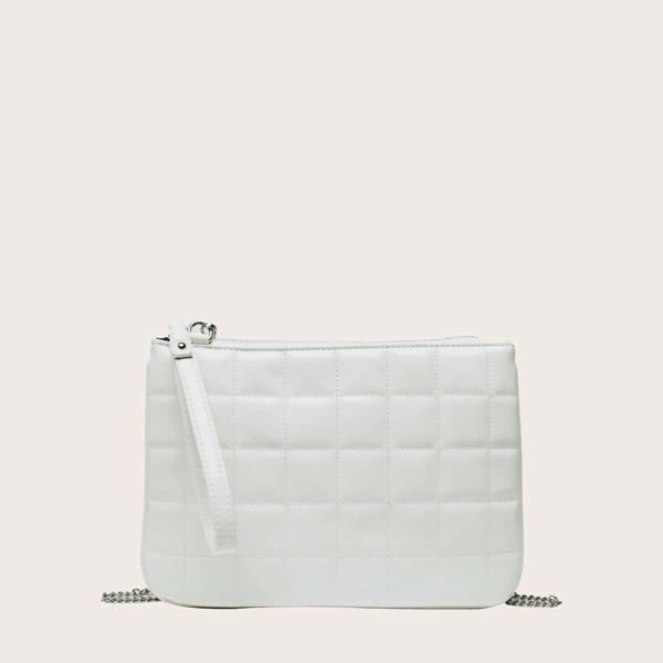 

Quilted Chain Crossbody Bag, White