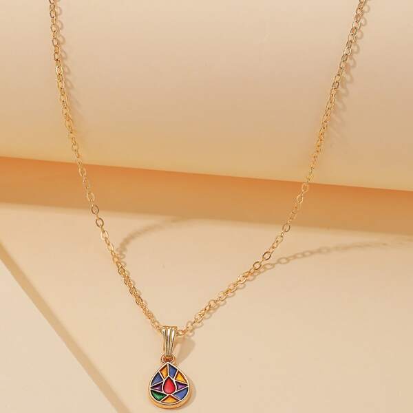 

Waterdrop Charm Necklace, Multicolor