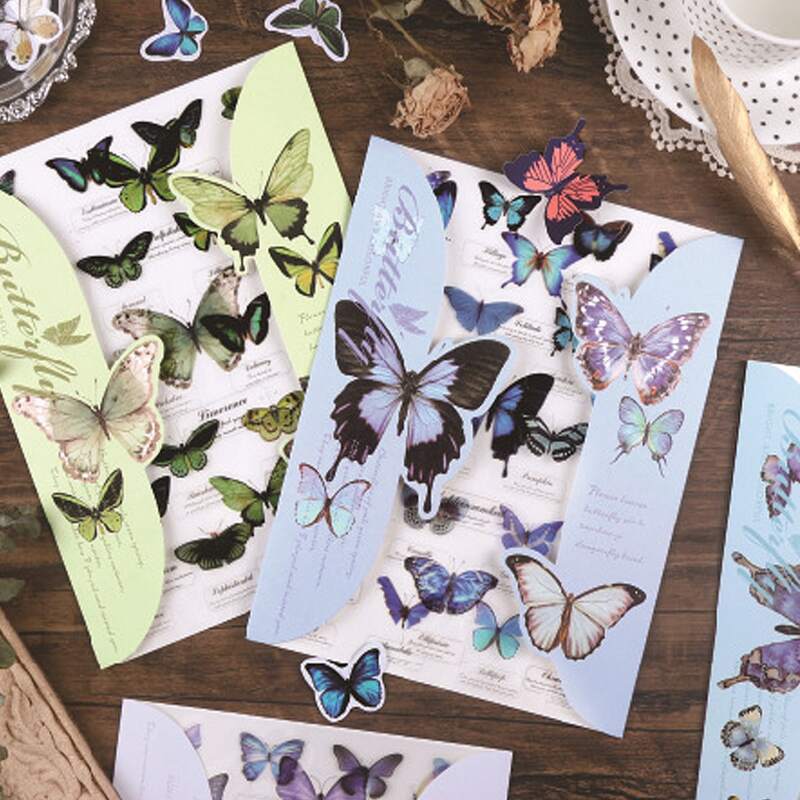 

2sheets Butterfly Print Random Sticker, Multicolor