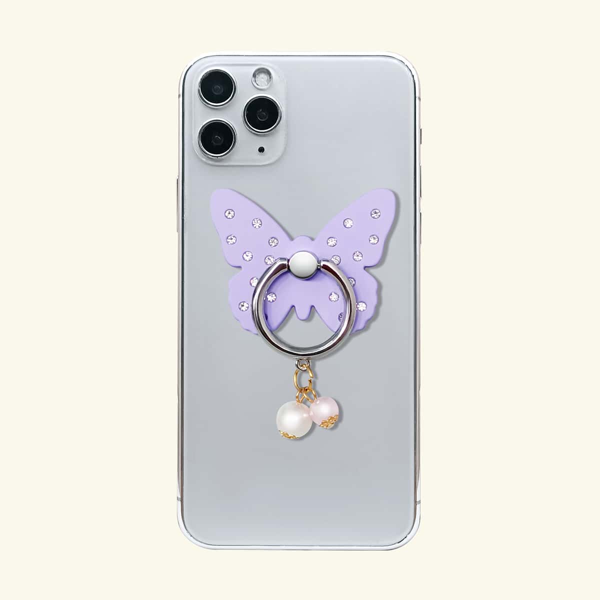 

Rhinestone Decor Butterfly Shaped Phone Ring, Purple