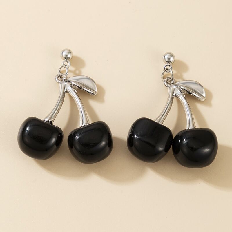 

Cherry Drop Earrings, Black