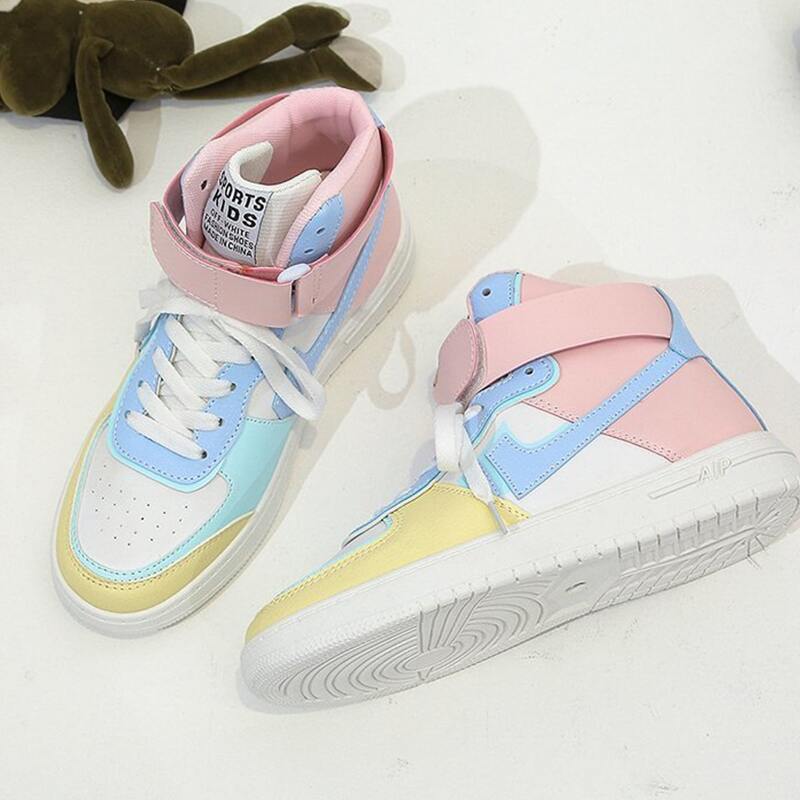 

Colorblock Lace-up High Top Skate Shoes, Multicolor