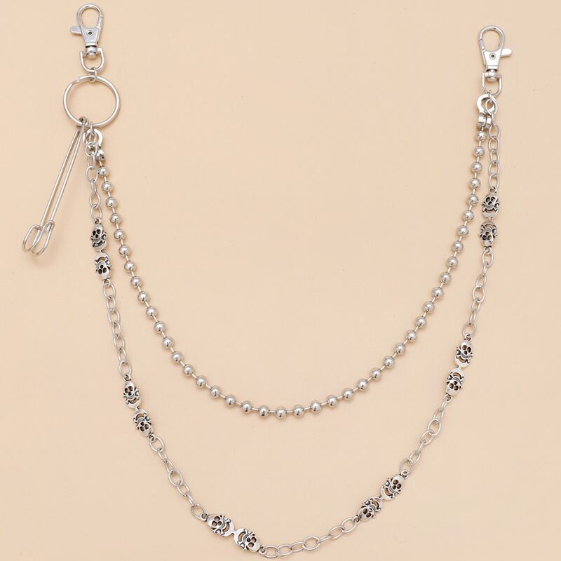 

Skull Decor Pant Chain, Silver