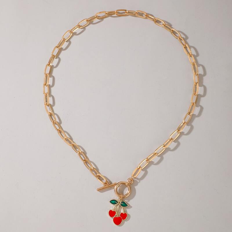 

Cherry Heart Chain Necklace, Gold