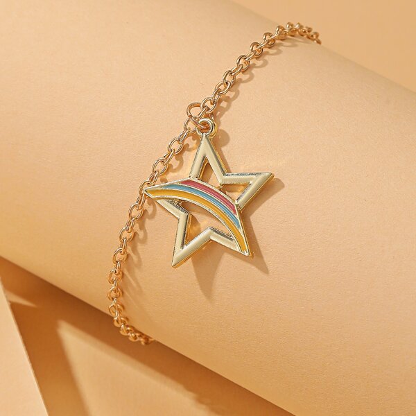 

Star Charm Chain Bracelet, Multicolor