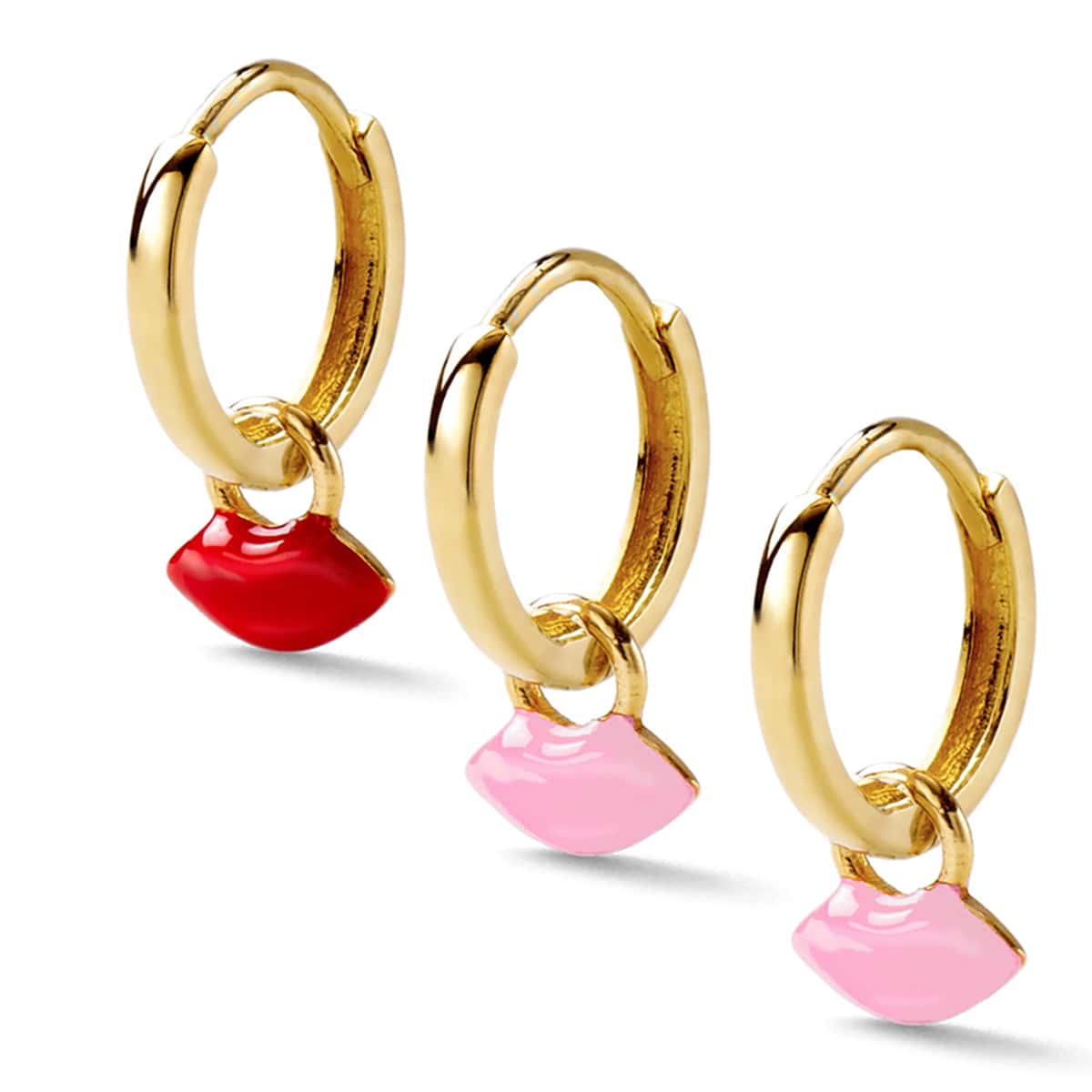 

3pcs Lips Drop Earrings, Multicolor