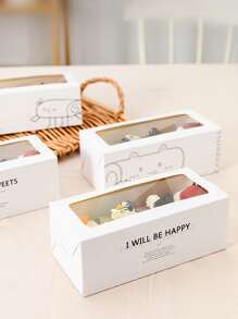 صندوق تعبئة وتغليف كيك نمط عشوائي 10 قطع - أبيض - مشاهدة 1