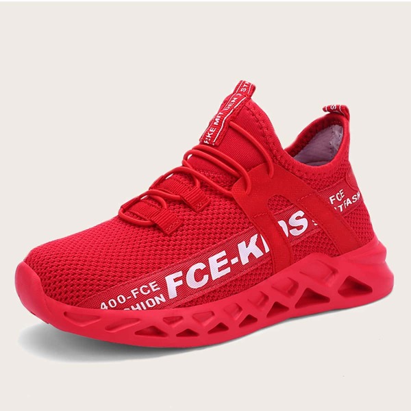 

Girls Letter Graphic Wide Fit Sneakers, Red