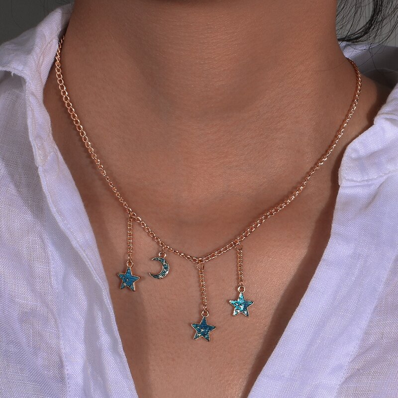 

Star & Moon Pendant Necklace, Gold