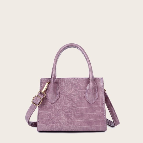 

Girls Croc Embossed Satchel Bag, Purple