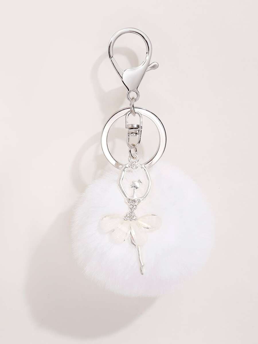 舞蹈家和球球吊墜鑰匙扣 - 白色 - 查看 1